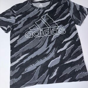 Adidas Kids Camo Black and Gray Tee